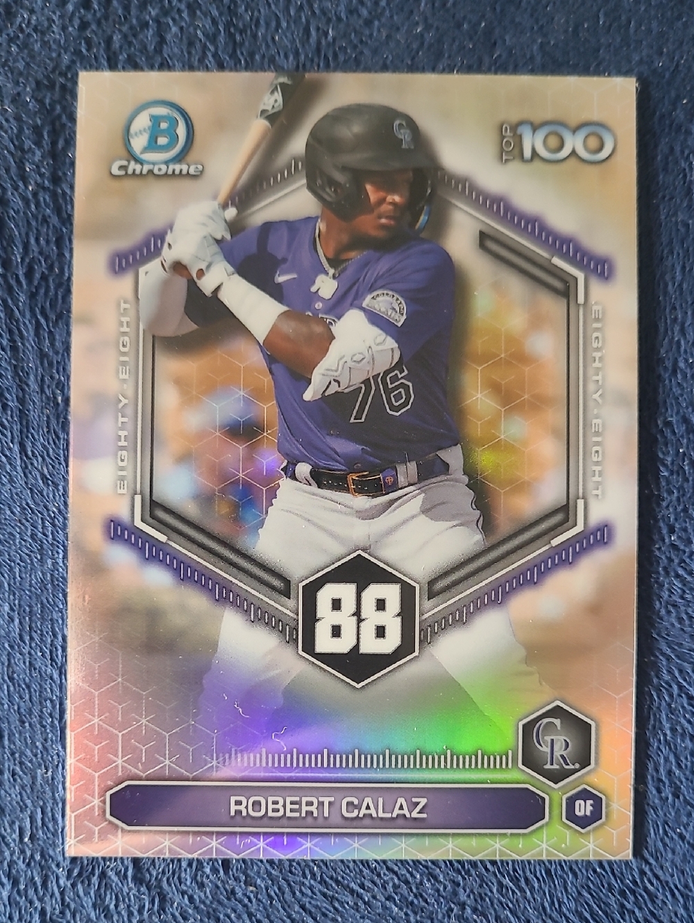 Topps Chrome Robert Calaz Purple White Baseball Card